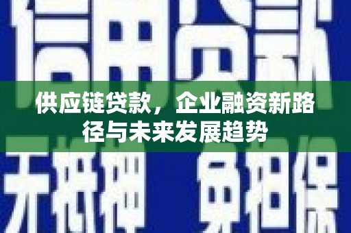 新洲供应链贷款，企业融资新路径与未来发展趋势