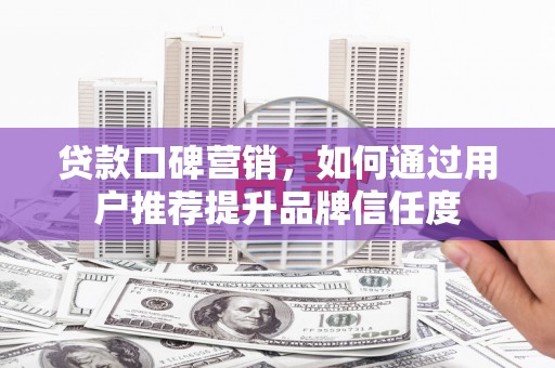 新洲贷款口碑营销，如何通过用户推荐提升品牌信任度