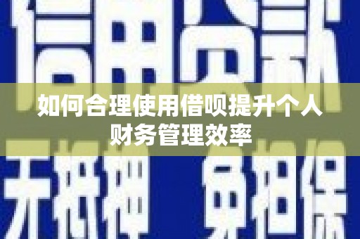 新洲如何合理使用借呗提升个人财务管理效率