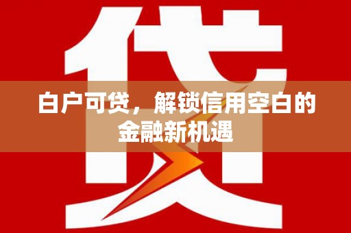 新洲白户可贷，解锁信用空白的金融新机遇