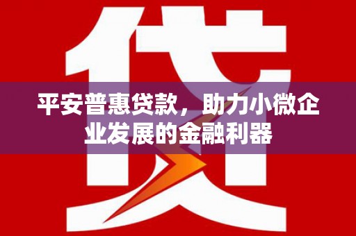 新洲平安普惠贷款，助力小微企业发展的金融利器
