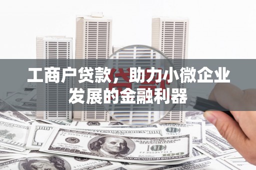 新洲工商户贷款，助力小微企业发展的金融利器