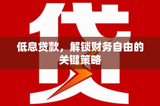 新洲低息贷款，解锁财务自由的关键策略