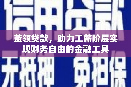 新洲蓝领贷款，助力工薪阶层实现财务自由的金融工具