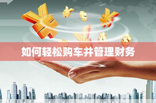 新洲如何轻松购车并管理财务