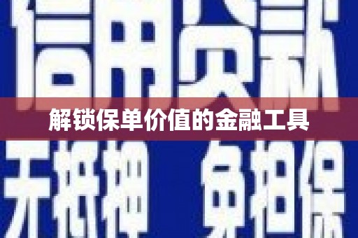新洲解锁保单价值的金融工具
