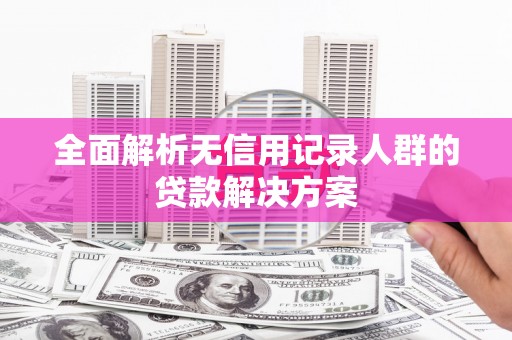 新洲全面解析无信用记录人群的贷款解决方案